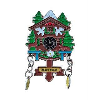 Kühlschrankmagnet Alpen Kuckucksuhr Magnet  Reisemagnet Mitbringsel Metall - Baden-Baden