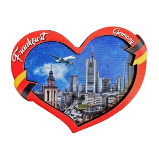 MDF Holz Magnet Fotomagnet Souvenir Herz Frankfurt