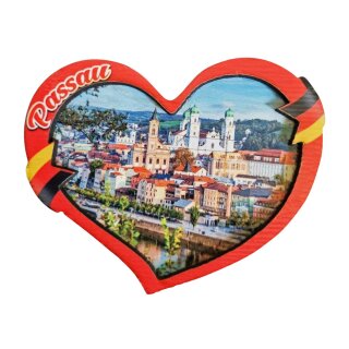 MDF Holz Magnet Fotomagnet Souvenir Herz Passau