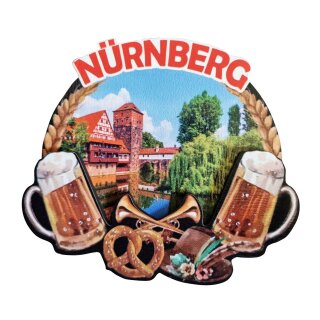 MDF Holz Magnet Fotomagnet Souvenir Bier Breze Nürnberg