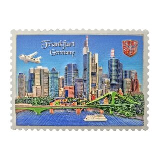 Polyresin Magnet Kühlschrankmagnet Frankfurt am Main Briefmarken Optik