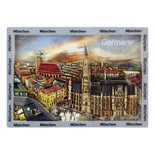 Kühlschrankmagnet Stadtpanorama Magnet Frauenkirche und Marienplatz