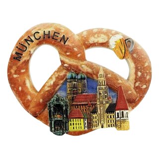 München Kühlschrankmagnet 3D Brezel Altstadt Souvenir Magnet