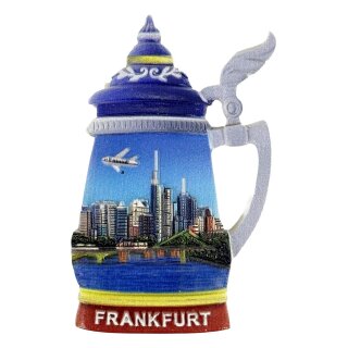 Polyresin Magnet Kühlschrankmagnet Frankfurt am Main Bierkrug Krug Skyline Main