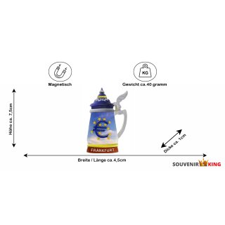 Polyresin Magnet Kühlschrankmagnet Frankfurt am Main Bierkrug Krug Euro Main