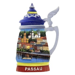 Magnet Bierkrug mit Stadtansicht Passau