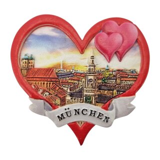 Kühlschrankmagnet München Altstadt Panorama mit Frauenkirche im Herz