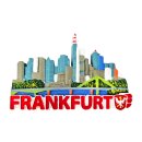 Frankfurt Polyresin Magnet Skyline Handmade Rot