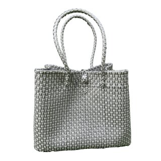 Badetasche Einkaufskorb große Strandtasche Familie Beach Bag Groß - Silber Weiß