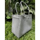 Badetasche Einkaufskorb große Strandtasche Familie Beach Bag Groß - Silber Weiß