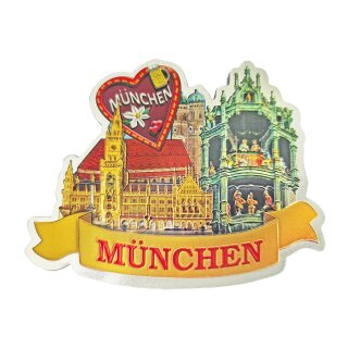 Großes Folien Fotomagnet Kühlschrankmagnet Foto Magnet Glitzer Folie - München Bayern Glockenspiel