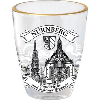 12 er Pack Schnapsglas 25ml Schwarz Weiß Goldrand