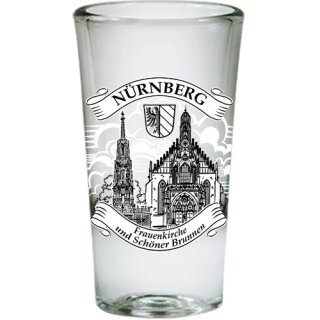 6 er Pack Schnapsglas 25ml, Schwarz Weiß Nürnberg