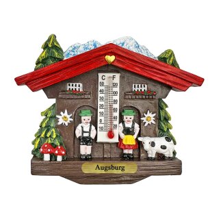 Kühlschrankmagnet Alpen Kuckucksuhr Magnet  Wetterhaus Thermometer Deko - Augsburg
