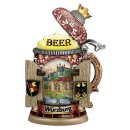 Holz Magnet Bierkrug Würzburg drehend Deckel / Fenster öffnet sich