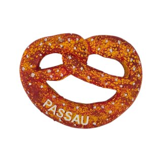 Polyresin Magnet Kühlschrankmagnet Souvenir Breze mit Schriftzug Bayern Passau