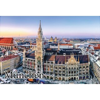 Fotomagnet Foto Magnet Kühlschrankmagnet -  München Skyline Marienplatz