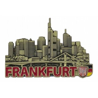Premium Gold Massiv Metall Magnet Frankfurt am Main Skyline