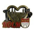 Metallmagnet Köln Herz Katze - bronze