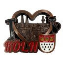 Metallmagnet Köln Herz Katze Bronze