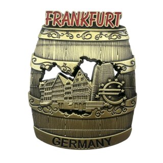 Metallmagnet Frankfurt Bierfass gold