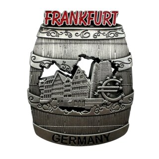 Metallmagnet Frankfurt Bierfass silber