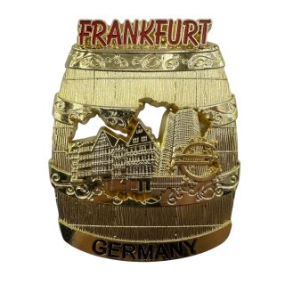 Metallmagnet Frankfurt Bierfass gold glänzend