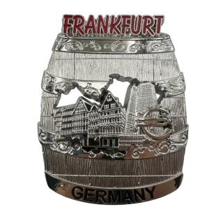 Metallmagnet Frankfurt Bierfass silber glänzend