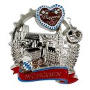 München Metallmagnet Bierkrug Brezel Bayern Wahrzeichen - Silber Glänzend