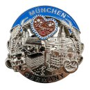 München Metallmagnet Bierkrug Brezel Herz Bayern - Silber Glänzend