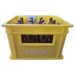 Flaschenöffner Bierkasten gelb