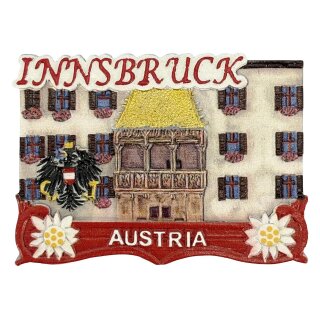 Innsbruck Magnete Goldenes Dachl mit Tiroler Wappen und Edelweiß