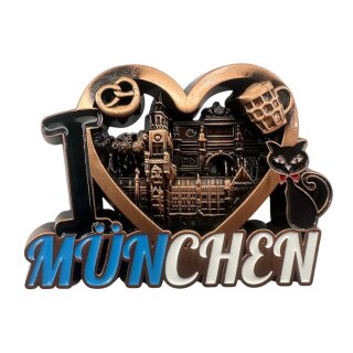 Metall Magnet München Herz - bronze