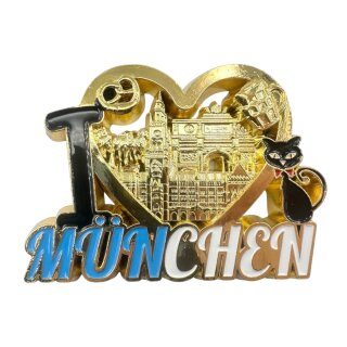 Metall Magnet München Herz - gold glänzend