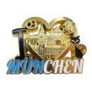 Metall Magnet München Herz - gold glänzend