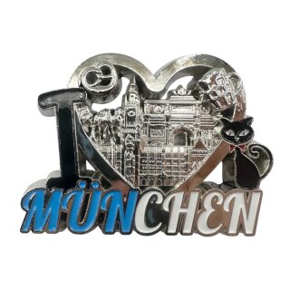 Metall Magnet München Herz - silber glänzend