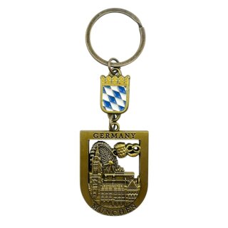 Schlüsselanhänger München Metall Breze Bier Riesenrad - gold