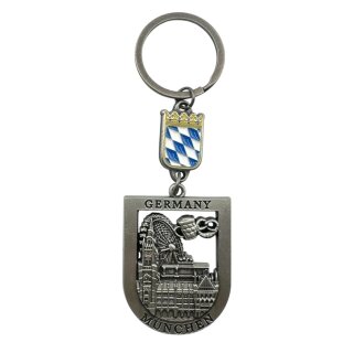 Schlüsselanhänger München Metall Breze Bier Riesenrad - silber