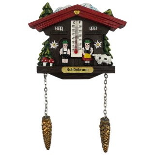 Kühlschrankmagnet Alpen Kuckucksuhr Magnet  Wetterhaus Thermometer Deko - Schönbrunn
