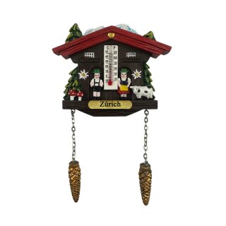 Kühlschrankmagnet Alpen Kuckucksuhr Magnet  Wetterhaus Thermometer Deko - Zürich
