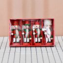 Nussknacker Christbaumschmuck 4er Set rot in Box 10cm mit Aufhänger
