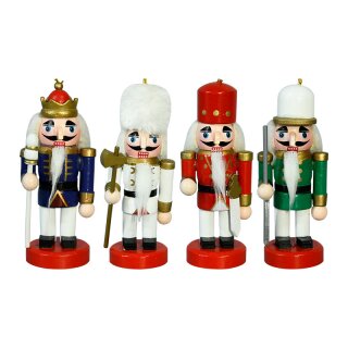 Nussknacker Christbaumschmuck 4er Set bunt in Box 10cm mit Aufhänger