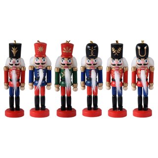 Nussknacker Christbaumschmuck 6er Set bunt in Box 10cm mit Aufhänger