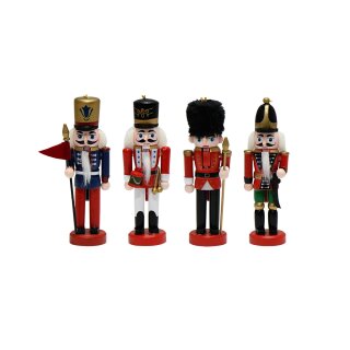 Nussknacker Christbaumschmuck 4er Set bunt in Box 13cm mit Aufhänger