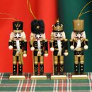 Nussknacker Christbaumschmuck 4er Set schwarz in Box 13cm mit Aufhänger