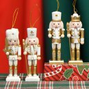 Nussknacker Christbaumschmuck 4er Set weiß in Box 13cm mit Aufhänger