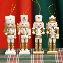 Nussknacker Christbaumschmuck 4er Set weiß in Box 13cm mit Aufhänger