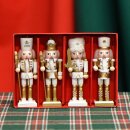 Nussknacker Christbaumschmuck 4er Set weiß in Box 13cm mit Aufhänger