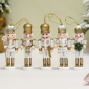 Nussknacker Christbaumschmuck 5er Set weiß in Box 13cm mit Aufhänger