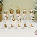 Nussknacker Christbaumschmuck 5er Set weiß in Box 13cm mit Aufhänger